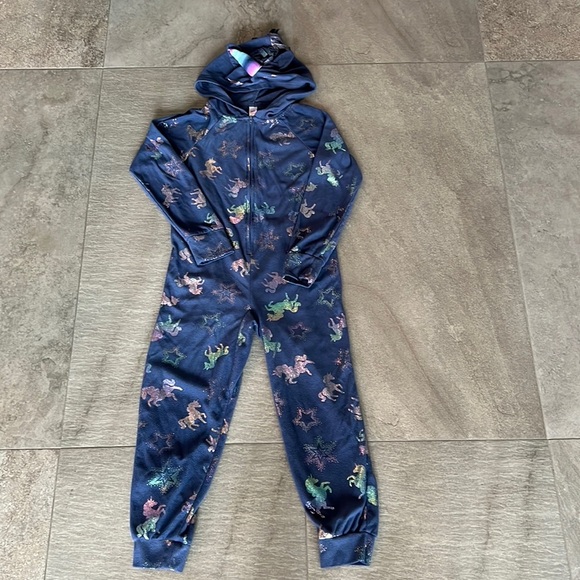 Justice Unicorn Fleece Zip-up Onesie - Picture 1 of 4